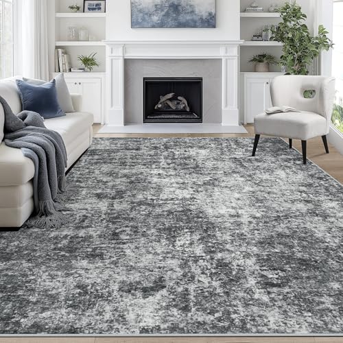 9x12 Area Rugs for Living Room Washable Bedroom Dining Room Black Grey (Black/Grey / 9' x 12' (Rectangular))