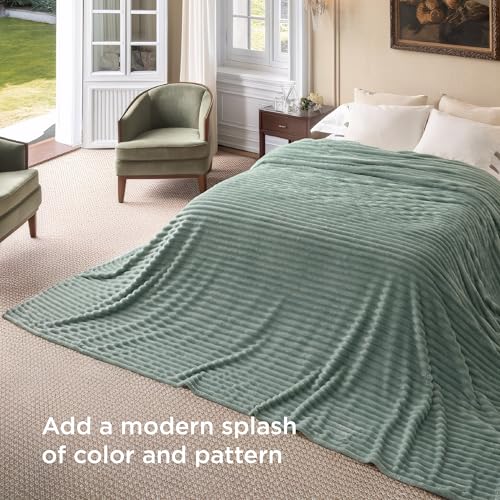 Soft Large Fleece Blanket for Bed Sage Green 120"x120" (Sage Green / Large)