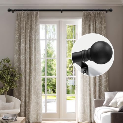 Matte Black Curtain Rods for Windows 66 (Matte Black / 16"-120"|1 Pack)