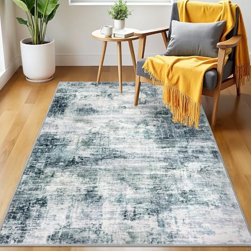 Abstract Area Rug 3x5 Ft Washable Rugs for Entryway Indoor (Sage/Grey/White / 3' x 5' (Rectangular))