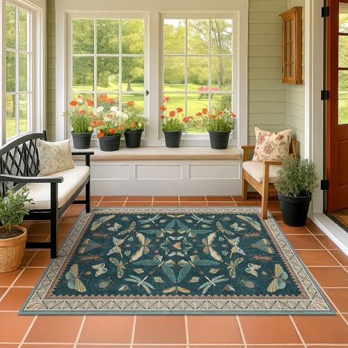 Dark Teal 4x6 Area Rugs for Door Mat Entrance (4' x 6' (Rectangular) / Teal)
