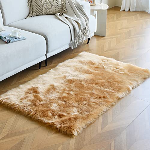 Beige Faux Sheepskin Fur Rug 3x5 ft (Beige / 3' x 5' (Rectangular))