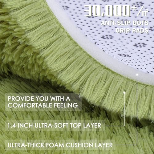 Grass Green Round Rugs for Bedroom (6 Ft Round / Grass Green)