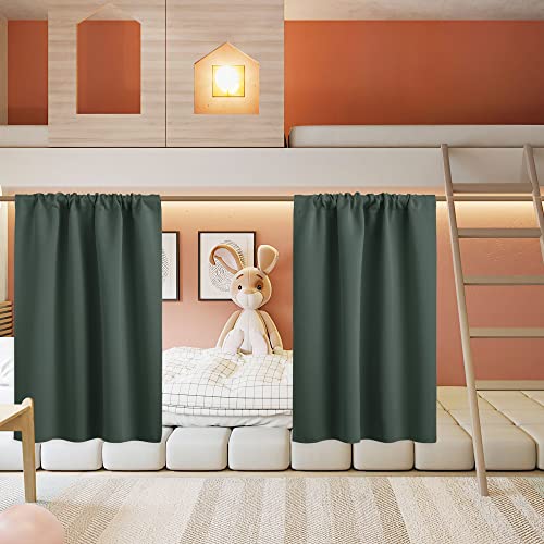 Basement Bathroom Kitchen Cafe Blackout Privacy Window Curtains (Dark Green / 34"W x 30"L (Pack of 2))