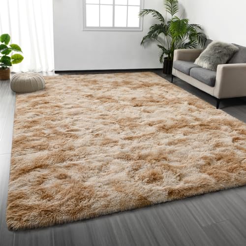 Shag Area Rug (Tie-dyed Beige / 4' x 6' (Rectangular))