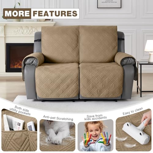 100% Waterproof Loveseat Recliner Covers 2 Seater (Camel / 2 Seater Standard)