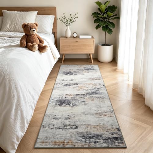 Washable 2x6 Non (Grey / Brown / 2' x 6' (Rectangular))