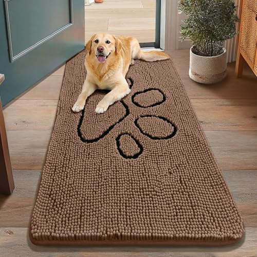 Dog Door Mat for Muddy Paws (48"X30" / Coffee and Black)