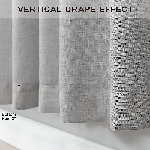 Light Grey Curtains 90 Inches Long for Living Room 2 Panels Back Tab Loop Pocket Light Filtering Draperies Soft Linen Semi Sheer Gray Curtains for Bedroom Modern Farmhouse Decor 52x90 Length (52"W x 90"L (Pack of 2) / Grey)