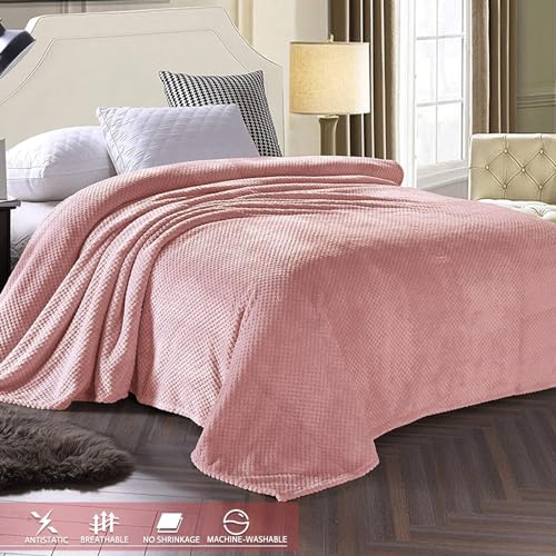 Soft Waffle Fleece Bed Blanket Twin Size (Pink / 60x80 in)