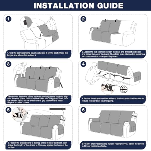 100% Waterproof Recliner Sofa Cover (Ocean Blue / 3 Seater Standard)