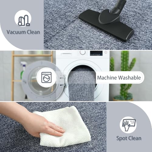 5x7 Area Rugs for Living Room Non Slip Dorm Bedroom Rug (5' x 7' (Rectangular) / Navy Blue and White)