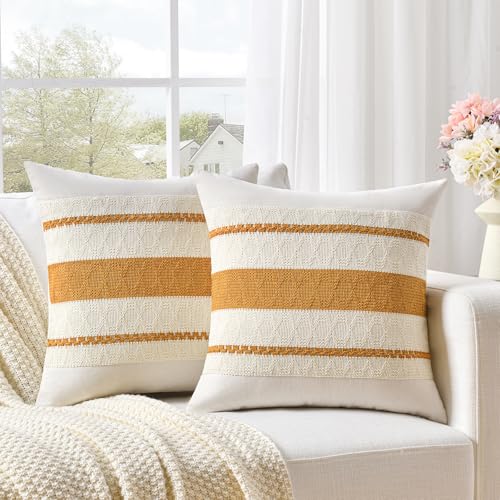 Set of 1 Mustard Yellow Fall Decorative Throw Pillow Cover 20x20 Inch for Couch Bed Sofa (20" x 20" (Pack of 1) / Mustard Yellow)