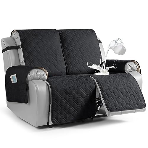 Waterproof Recliner Loveseat Covers Washable (Black / 2 Seater)
