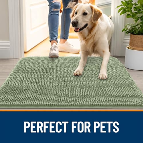 Dog Door Mat for Muddy Paws 35x24 (Sage Green / 35" X 24")