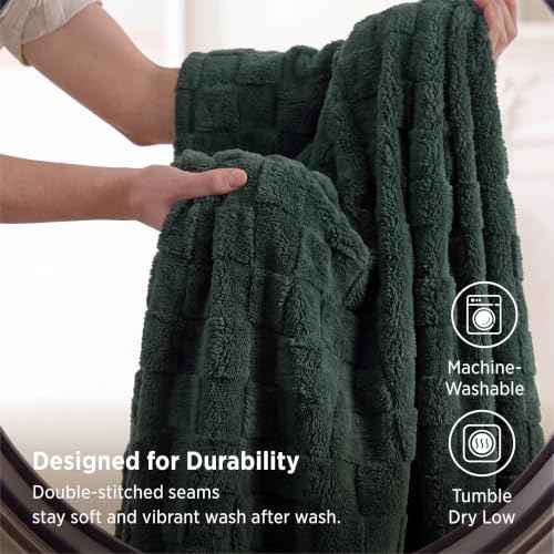 Checkered Soft Cozy Twin Blanket for Bed (Dark Green / Twin (60" X 80"))