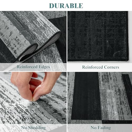 8x10 Washable Area Rugs for Living Room & Bedroom (Black-gray / 8' x 10' (Rectangular))