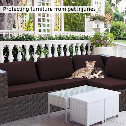 12PCS Patio Cushion Covers.Patio Furniture Couch SeatSlipcovers (Brown / 12PCS)