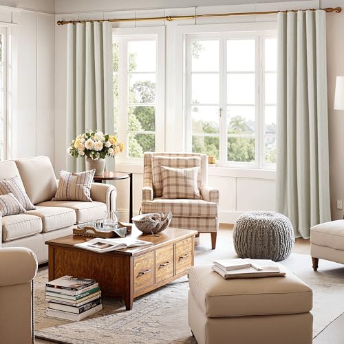 100% Blackout Linen Curtains 84 inches Long 2 Panels Set (Z - Beige / 52"W x 84"L (Pack of 2))