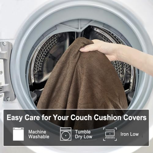 Leather Look Couch Cushion Covers Sofa Seat Slipcovers Sets Couches Furniture Protector for Sectional Armchair Loveseat Pets Kids Stretch Spandex Fabric (3 Cushion XL Sofa / 01 Brown)