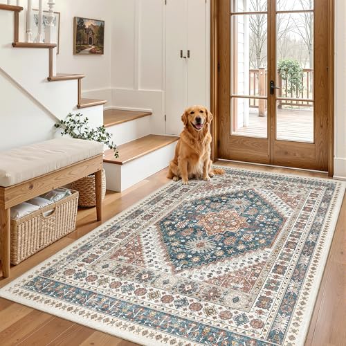 Area Rug 3x5 Washable Vintage Entry Rugs for Bedroom (Navy Blue / 3' x 5' (Rectangular))