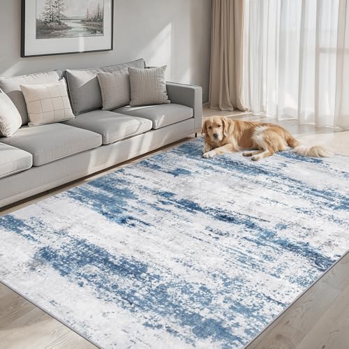 8x10 Area Rug Living Room (Blue White Grey / 8' x 10' (Rectangular))