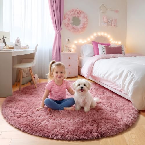 Blush Round Area Rugs 5ft (Blush / 5' (Round))