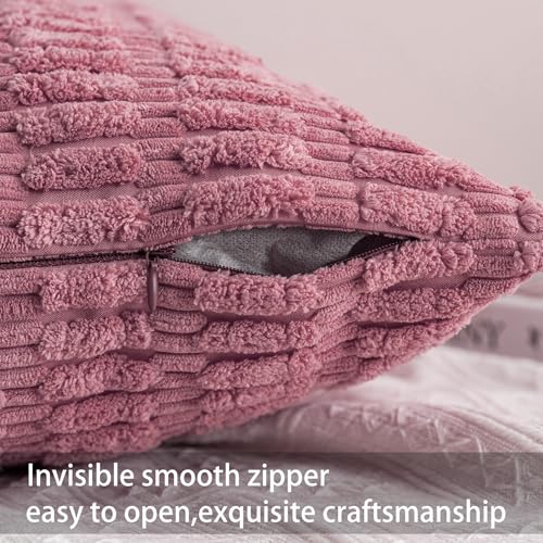 Pack of 2 Corduroy Decorative Throw Pillow Covers 12x24 Inch (Pink / 24" x 12" (Pack of 2))