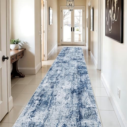 3x12 Washable Hallway Runner Rug (Blue / 3' x 12' (Rectangular))