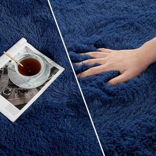 Shag Area Rug (Navy Blue / 4 x 6 ft)