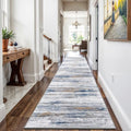 3x9 Washable Runner Rug for Family (Navy/Grey / 3' x 9' (Runner))