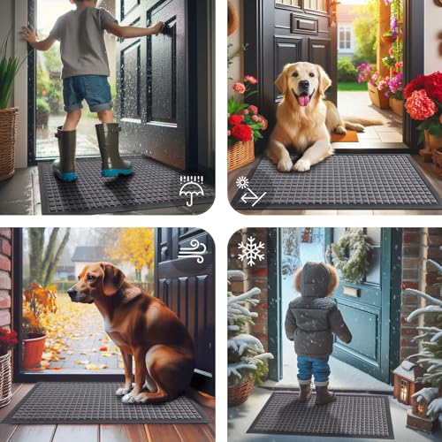 Front Door Mat Outside Entrance (Mix Grey / 47" X 23")
