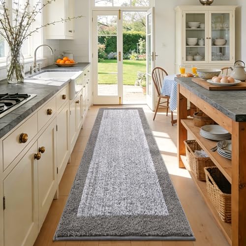 70x24 Bathroom Rugs Non Slip Washable (Light Grey / 2' x 5'10" (Rectangular))