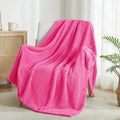 Large Waffle Fleece Throw Blanket for Couch (Hot Pink / 50x70 in)