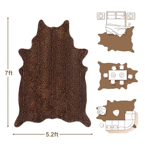 Faux Antelope Cheetah Print Rug (Dark Brown / 5'2" x 7' (Rectangular))