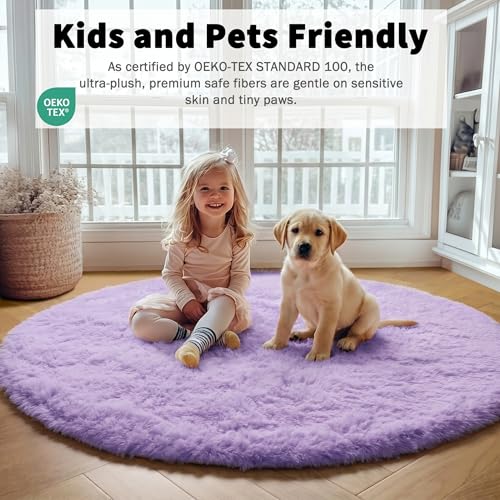 Light Purple Round Rugs 5ft (Light Purple / 5' (Round))