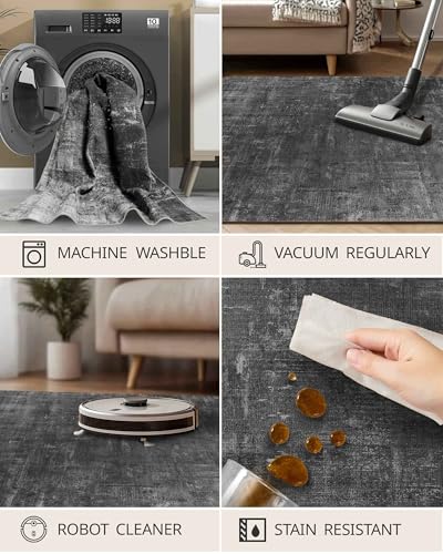 8x10 Area Rugs for Living Room Large Modern Washable Rug (Ink / 8' x 10' (Rectangular))