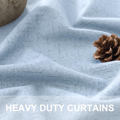 Light Blue Black Out Curtains 96 Inches Long for Living Room 100% Blackout Linen Textured Thermal Window Treatments Grand Millenial Curtain Drapes for Bedroom Modern Farmhouse Decor 96 Length 2 Panels (Light Blue / 52"W x 96"L (Pack of 2))
