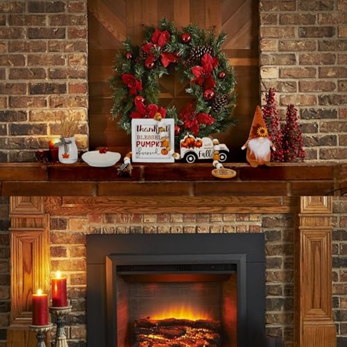 Fall Decorations for Home 6PCS Fall Thanksgiving Tiered Tray Decor Set (Thanksgiving)