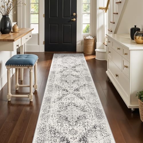 3x12 Washable Hallway Runner Rug (Distressed Grey / 3x12)