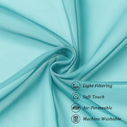 Turquoise Sheer Curtains 96 inches Long 2 Panels (Turquoise / 42"W x 96"L (Pack of 2))