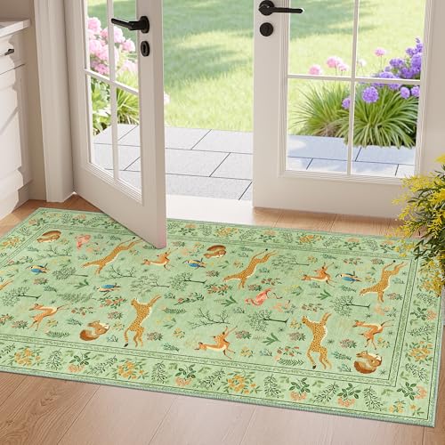 2x4 Rug for Entryway (Light Green(animal) / 2' x 4' (Rectangular))