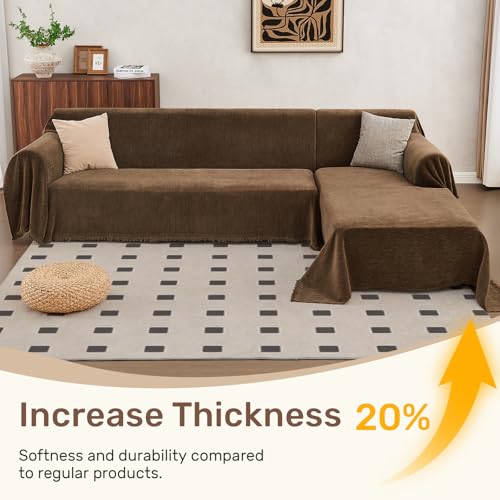 2 Pieces Sectional Couch Covers L Shaped Cover XXXL Coffee (Coffee / 71"×118"+91"×134")