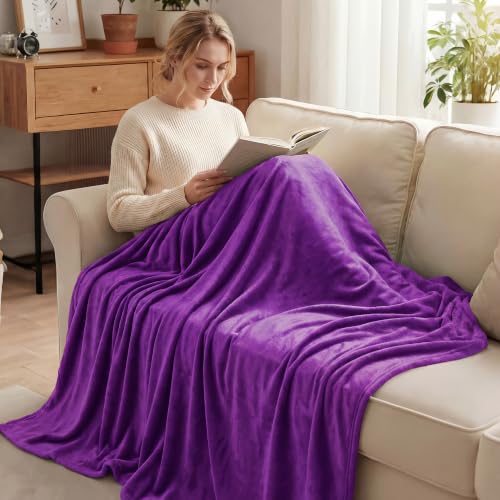 Soft Large Fleece Throw Blanket for Couch (Purple / Throw XL (50" x 70"))