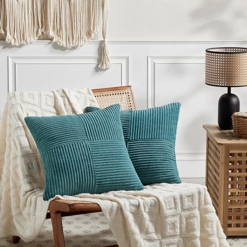 2 Packs Teal Decorative Throw Pillow Covers 16x16 Inch for Living Room Couch Bed Sofa (Teal / 16" x 16" (Pack of 2))