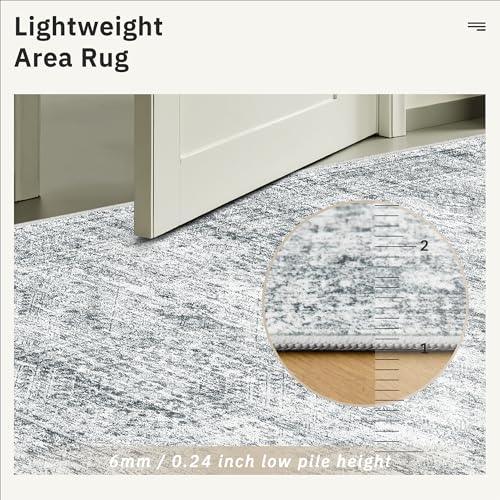 9x12 Area Rugs for Living Room Washable Rug Non (Grey / 9' x 12' (Rectangular))