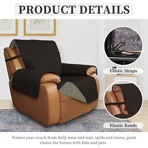 Double Protection 100% Waterproof Recliner Covers for Living Room (Chocolate/Beige / Recliner Large)