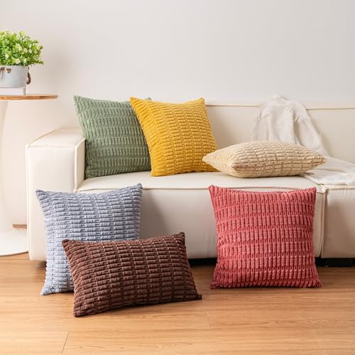 Pack of 2 Corduroy Decorative Throw Pillow Covers 12x24 Inch (Pink / 24" x 12" (Pack of 2))
