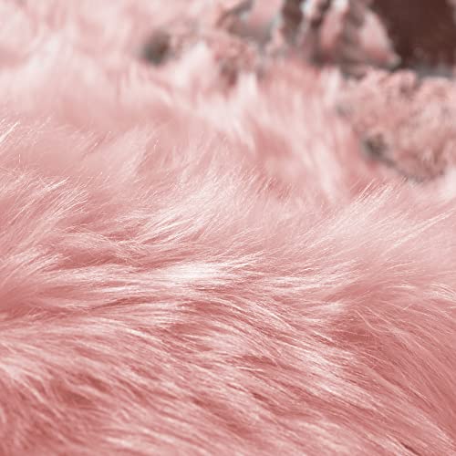 Pink Area Rug 5x8 Fluffy Fuzzy Furry Carpet for Girls Bedroom Living Room Faux Sheepskin Fur Shaggy Plush Rectangle (5' x 8' (Rectangular) / Light Pink)