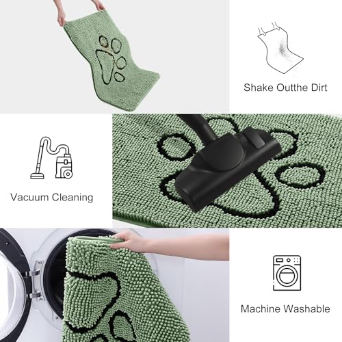 Dog Door Mat for Muddy Paws (30"X20" / Olive Green and Black)
